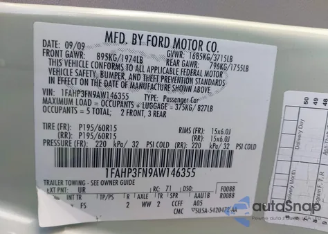 2010 Ford Focus Se z USA, uszkodzony, nr VIN 1FAHP3FN9AW146355